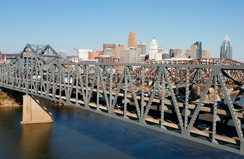 Brent Spence Bridge with Cincinnati in the background