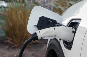 Electric Vehicle plugged into a charger