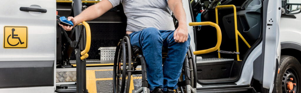 person with disabilities and paratransit van