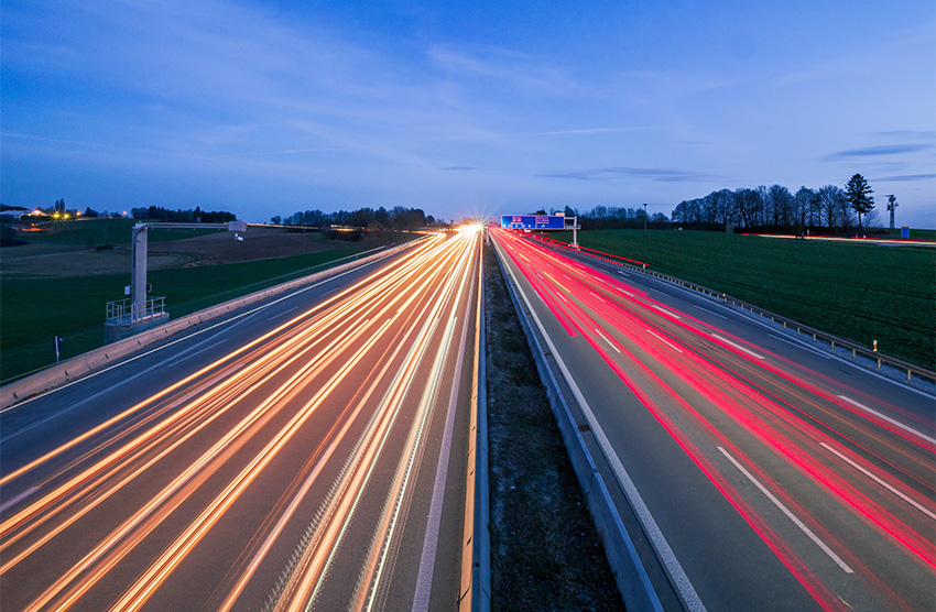 long exposure of car lights on highway