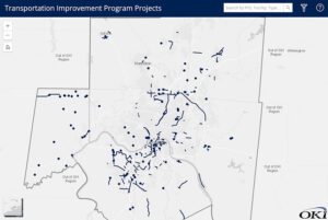 TIP projects screenshot shows by lines and dots on map